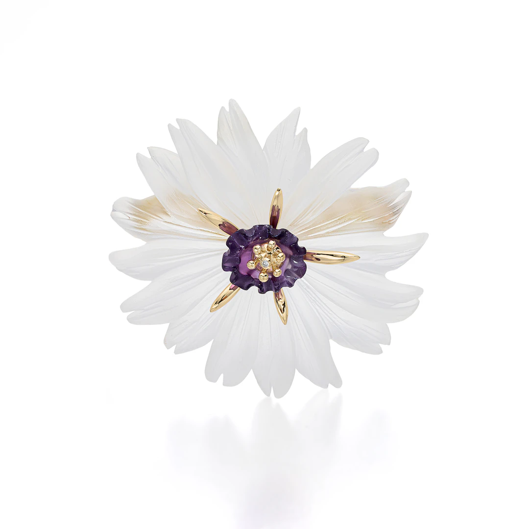 A Rock Crystal, Amethyst, Diamond and Gold Brooch, Birks
