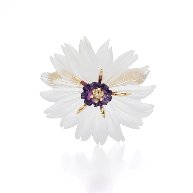 A Rock Crystal, Amethyst, Diamond and Gold Brooch, Birks