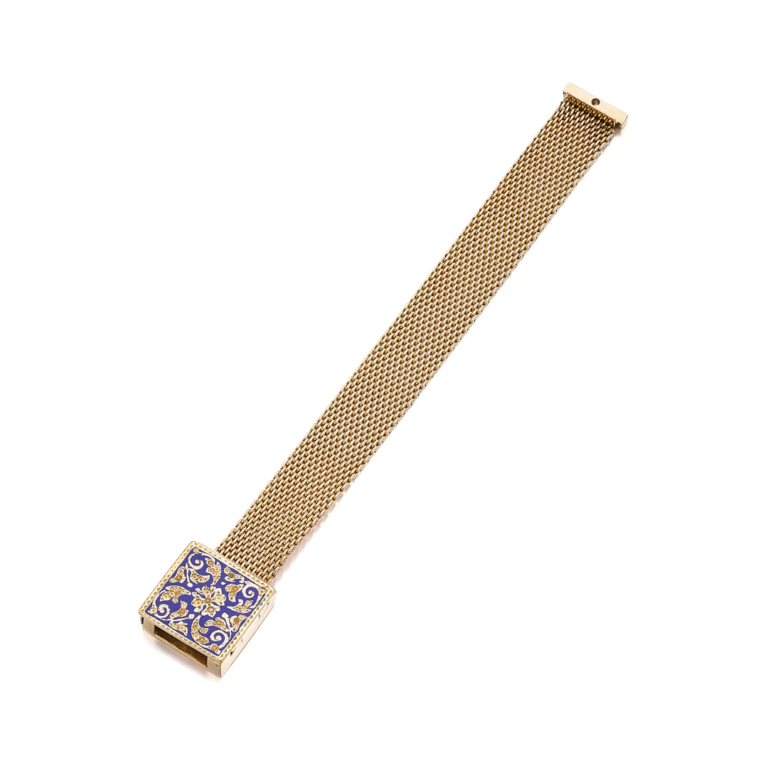 An Enamel and Gold Bracelet Watch