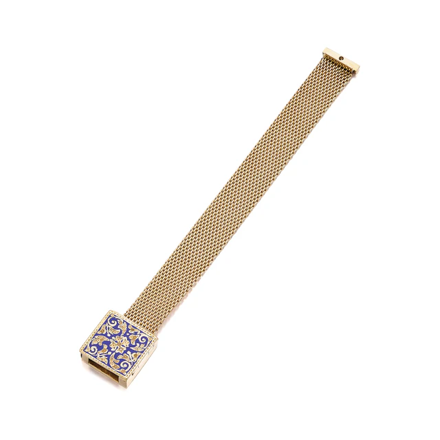 An Enamel and Gold Bracelet Watch