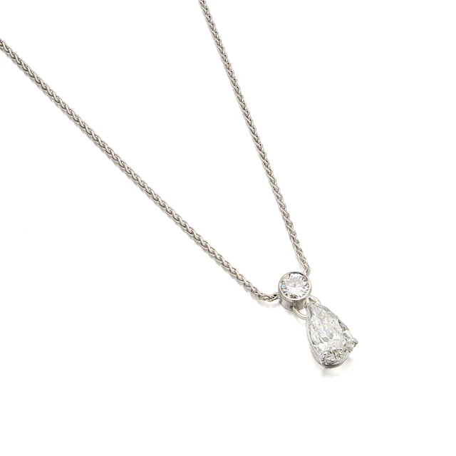 A Diamond and White Gold Pendant Necklace