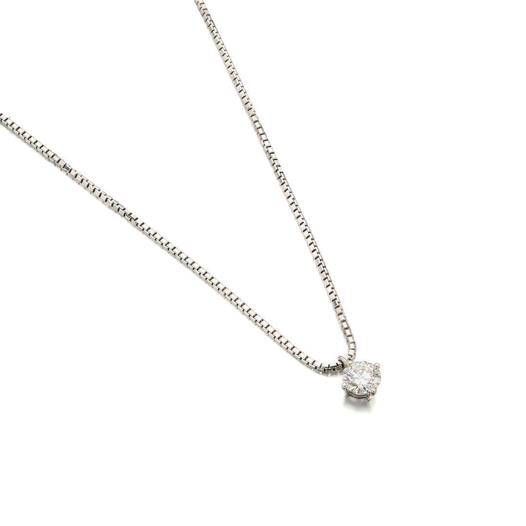 A Diamond Solitaire and White Gold Necklace, Gubelin