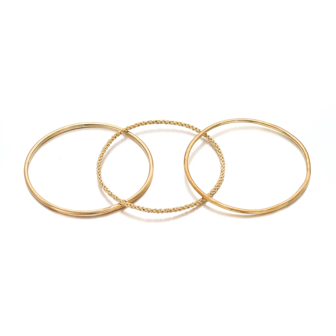 Three Gold Bangle Bracelets