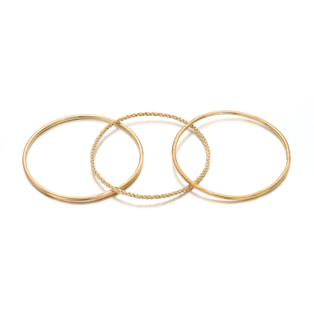 Three Gold Bangle Bracelets