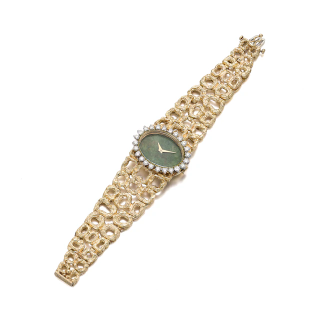 A Lady's Diamond and Gold Wristwatch