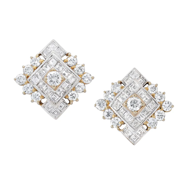 No Reserve | Diamond and Two-Tone Gold Ear Studs