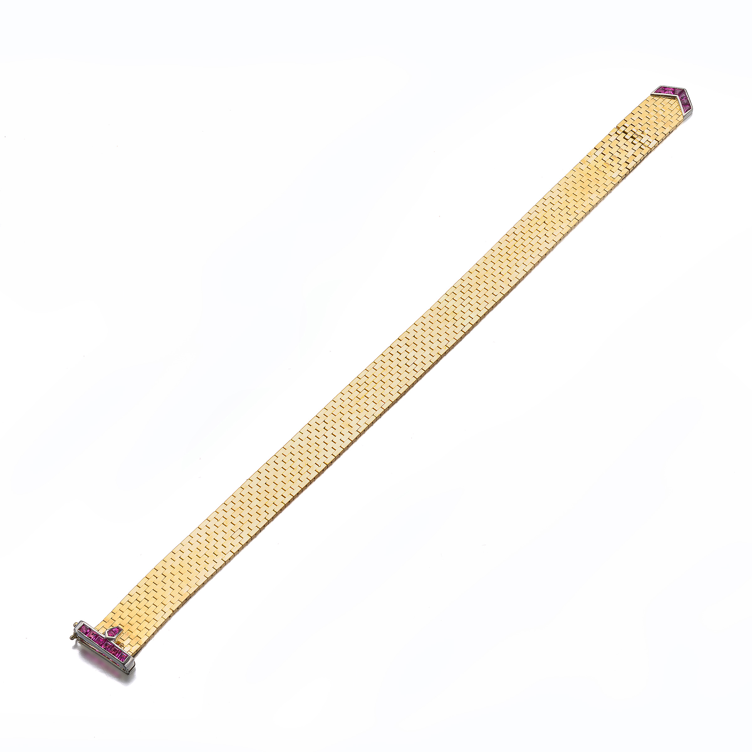 A Retro Ruby and Gold Bracelet, Cartier