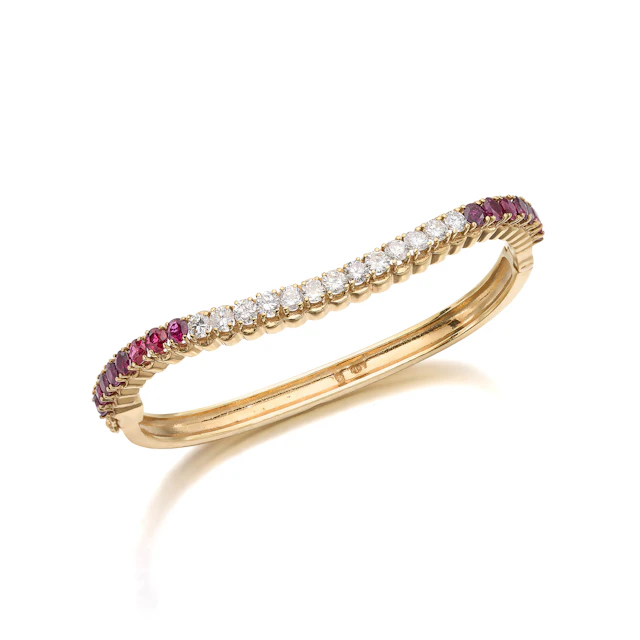 A Ruby, Diamond and Gold Bangle Bracelet