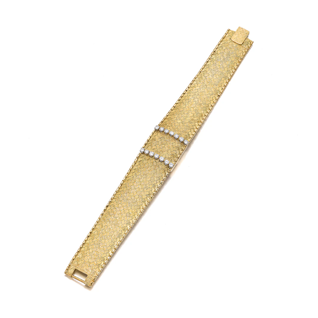 A Lady's Diamond and Gold Bracelet Watch, Jaeger-LeCoultre