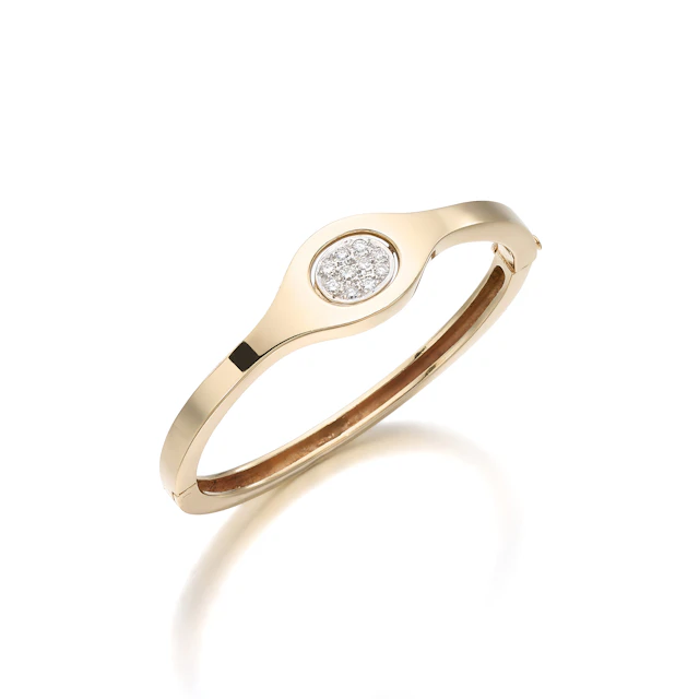 A Diamond and Gold Bangle Bracelet