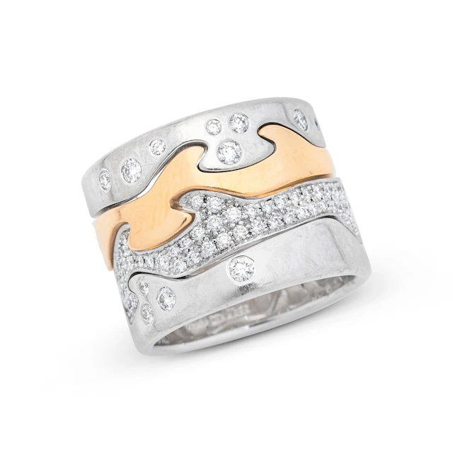 Diamond and Two-Tone Gold 'Fusion' Ring Set, by Nina Koppel, Georg Jensen