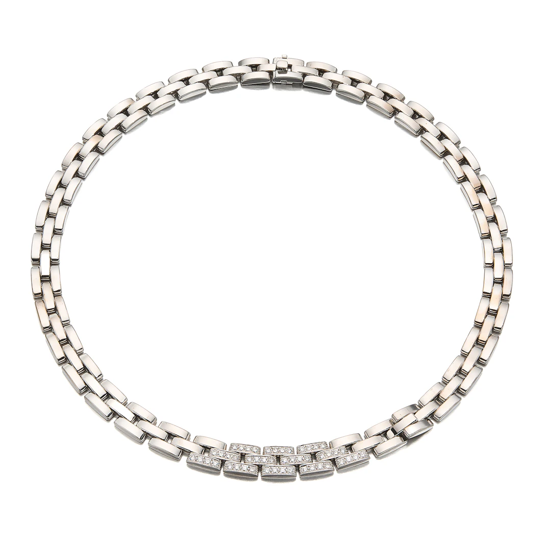 A Diamond and White Gold 'Maillon Panthere' Necklace, Cartier
