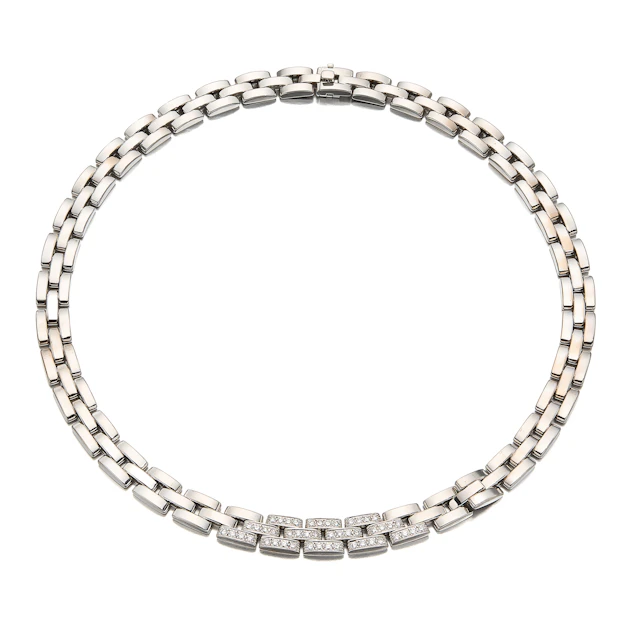 A Diamond and White Gold 'Maillon Panthere' Necklace, Cartier