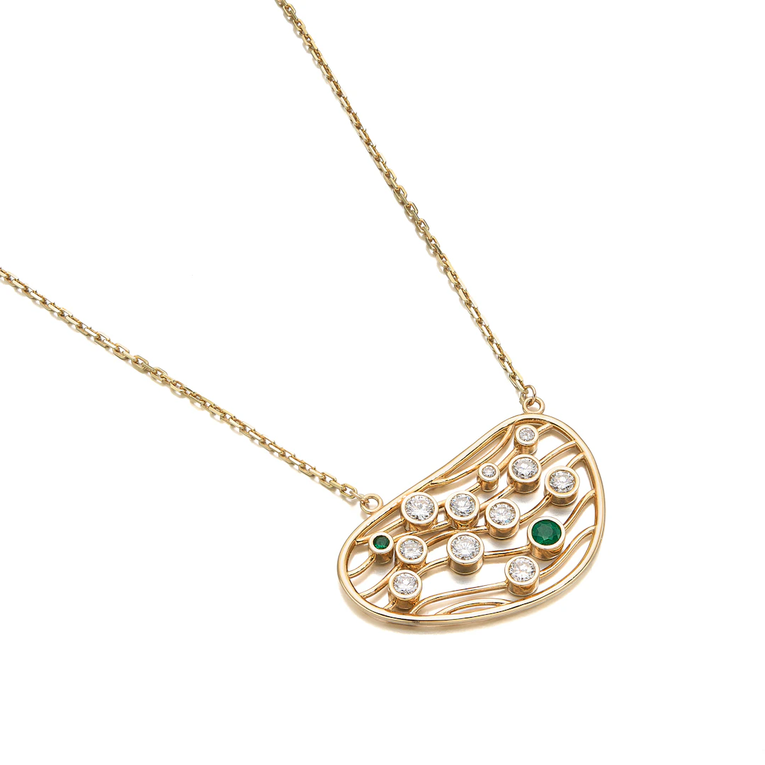An Emerald, Diamond and Gold Necklace
