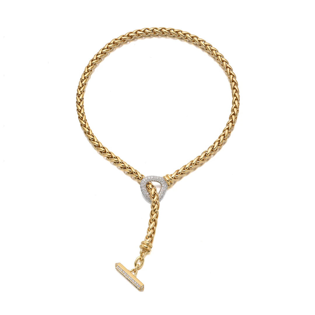 A Sapphire, Diamond and Two-Tone Gold Necklace