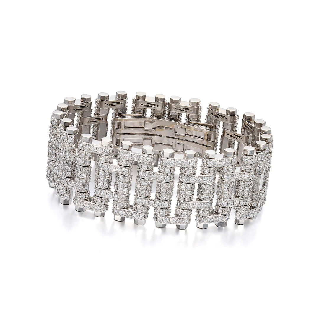 A Diamond and White Gold Bracelet