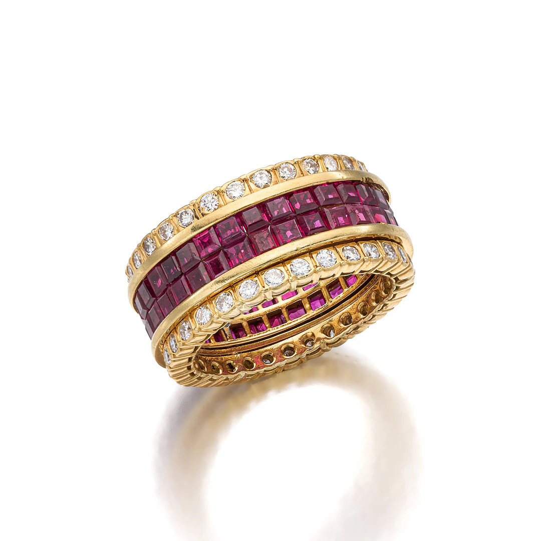 A Ruby, Diamond and Gold Eternity Ring