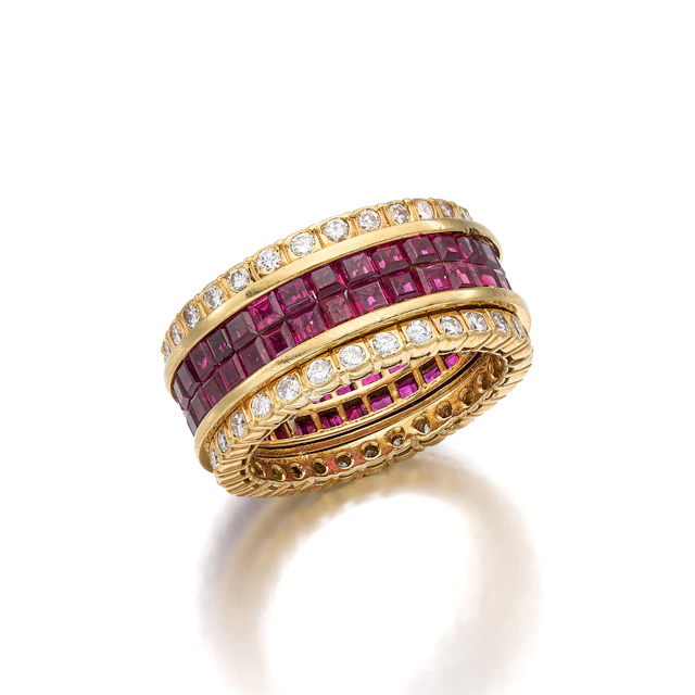 A Ruby, Diamond and Gold Eternity Ring
