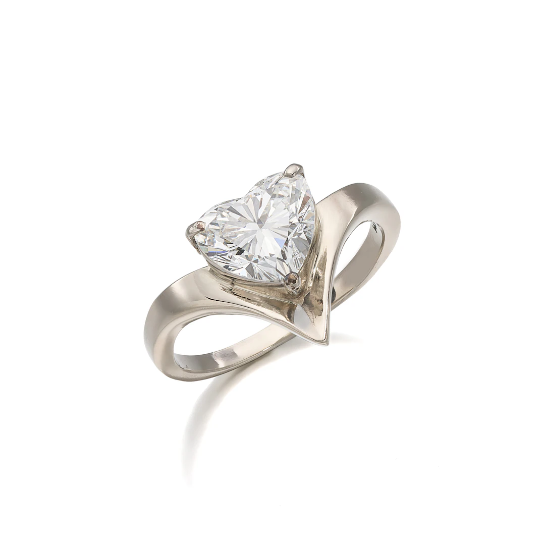 A Diamond Solitaire and White Gold Ring