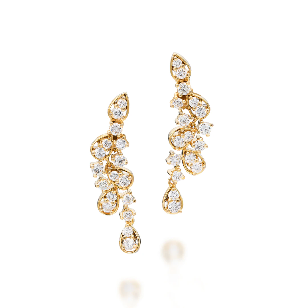 A Pair of Diamond and Gold Ear Pendants