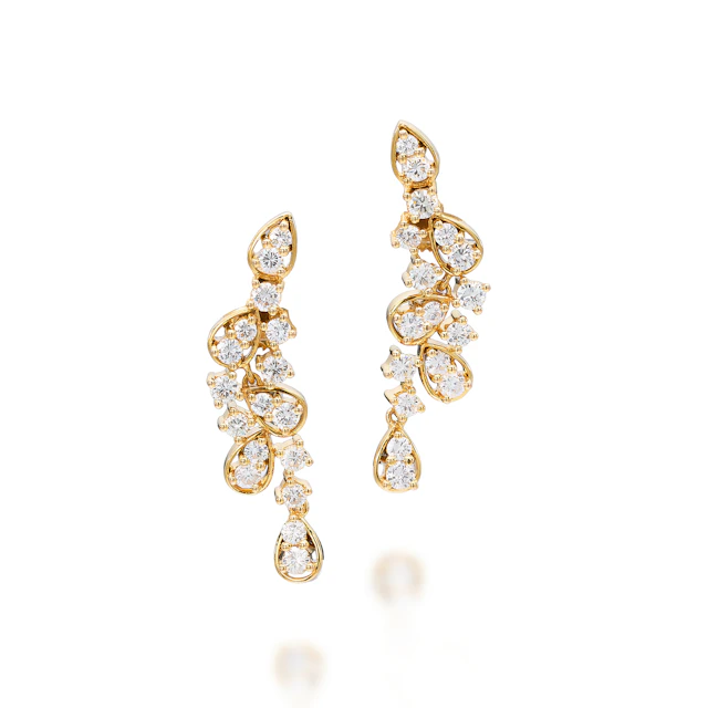 A Pair of Diamond and Gold Ear Pendants