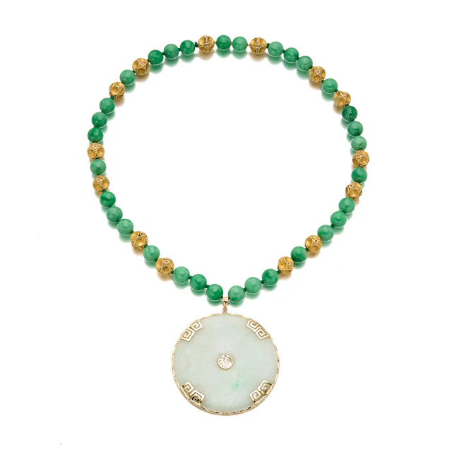 A Jadeite and Gold Necklace