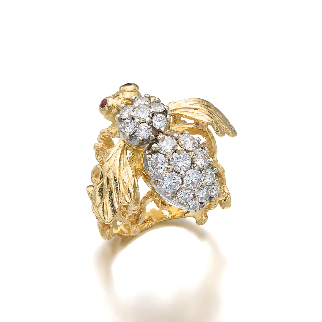 A Diamond, Ruby and Gold Ring