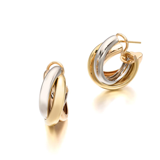 A Pair of Tricoloured Gold 'Trinity' Ear Clips, Cartier