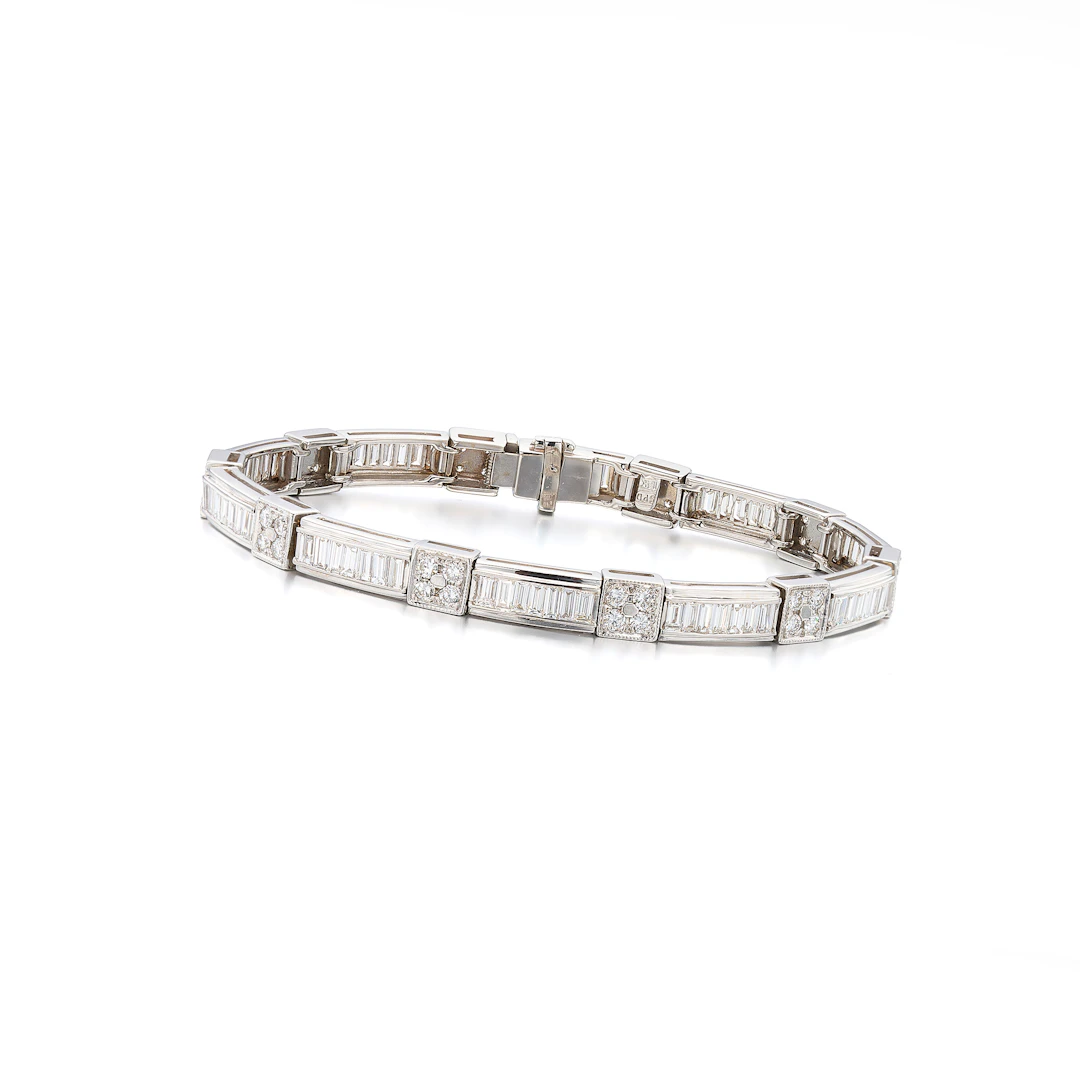 A Diamond and White Gold Bracelet