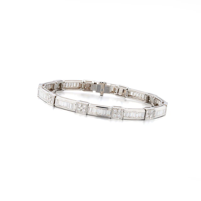 A Diamond and White Gold Bracelet