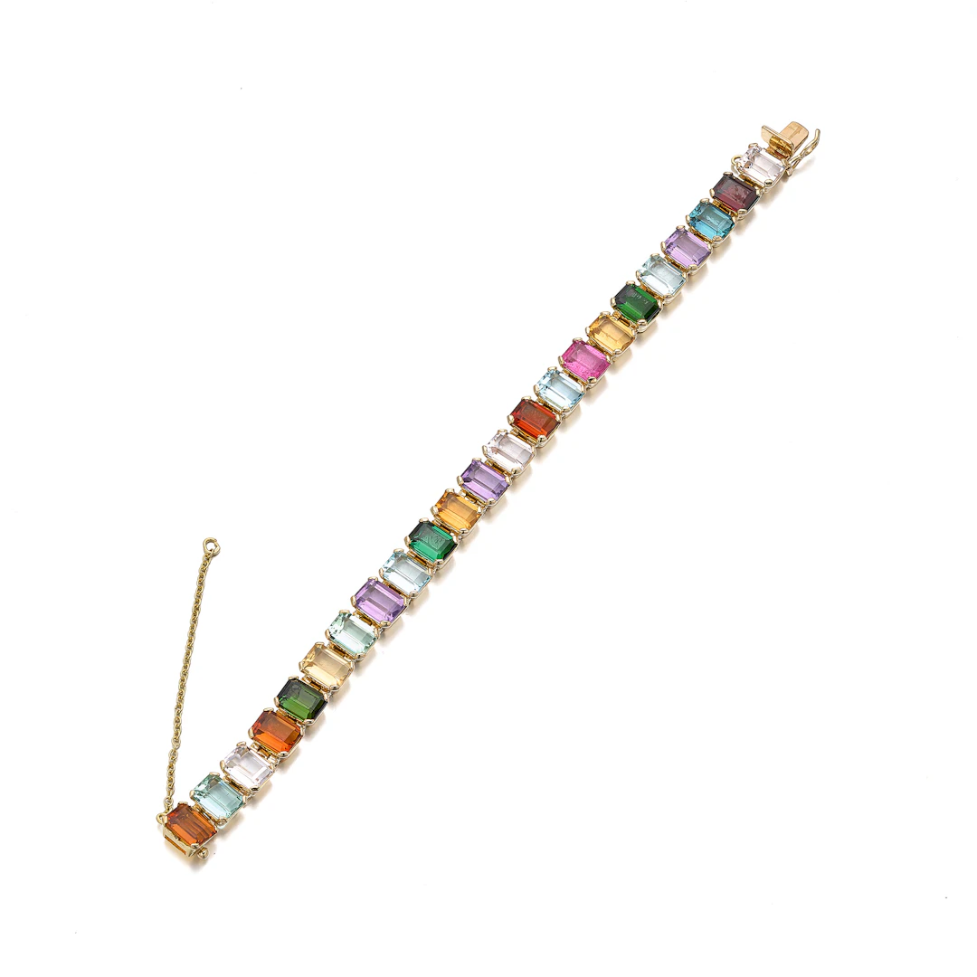 A Multi-Gem and Gold Bracelet