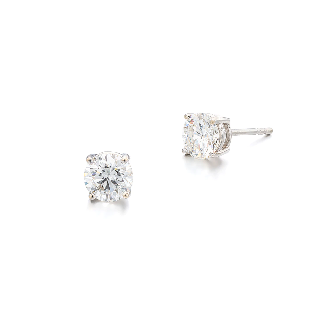 A Pair of Diamond and White Gold Ear Studs