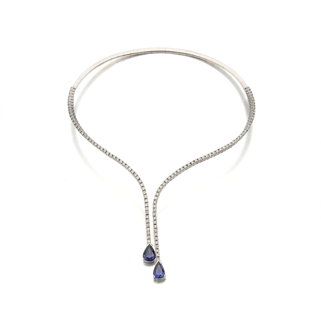A Sapphire, Diamond and White Gold Necklace