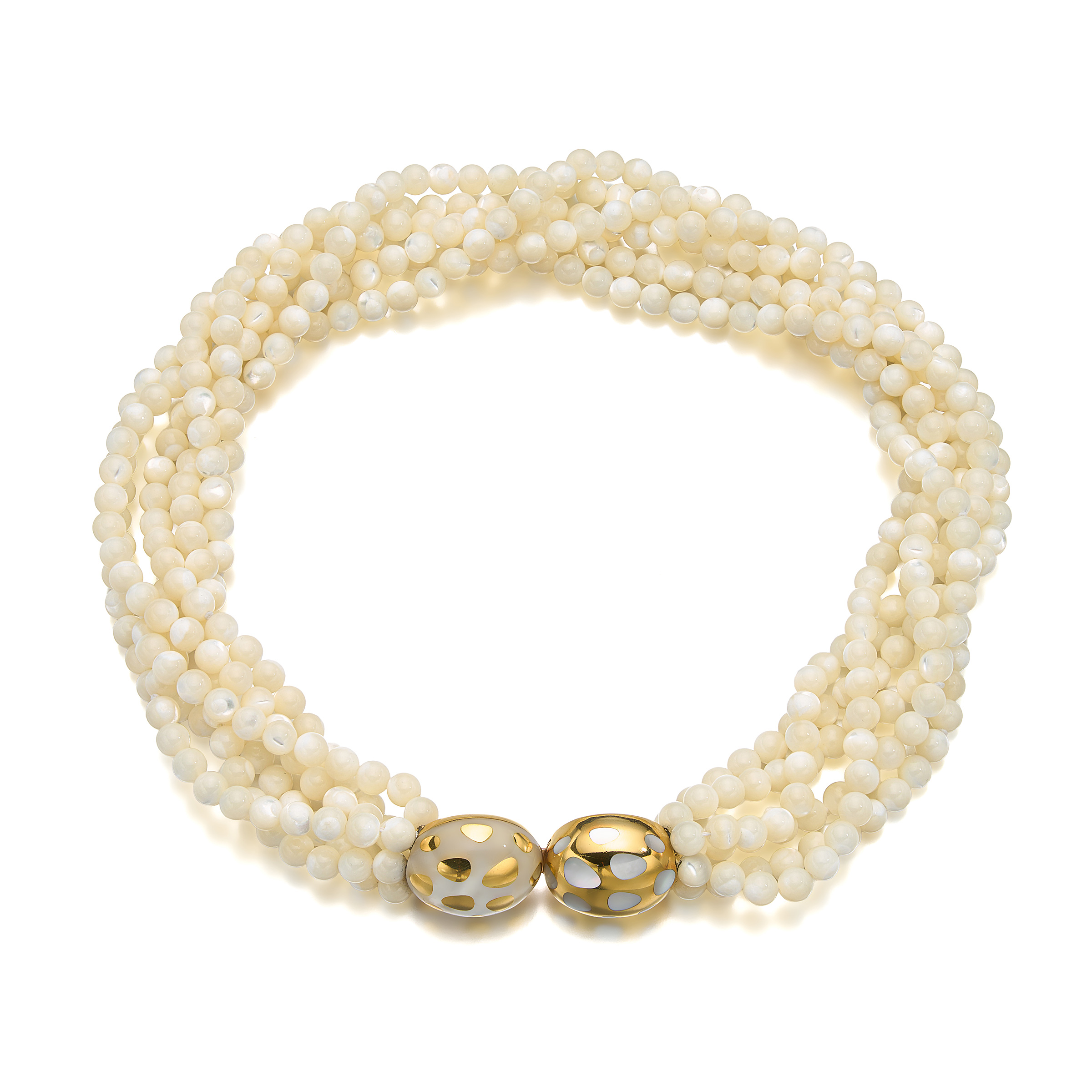 A Mother-of-Pearl and Gold 'Positive & Negative' Torsade Necklace