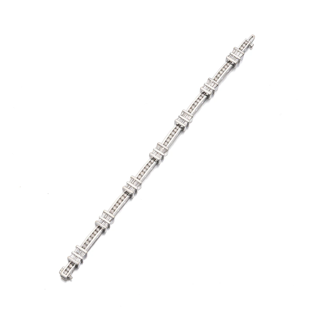 A Diamond and White Gold Bracelet