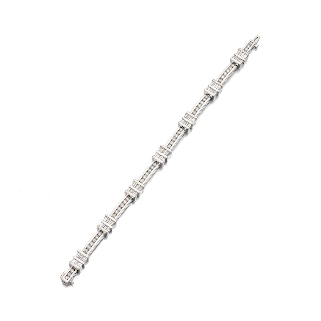 A Diamond and White Gold Bracelet