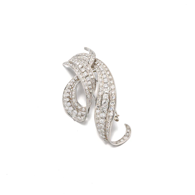 A Diamond and Platinum Clip Brooch