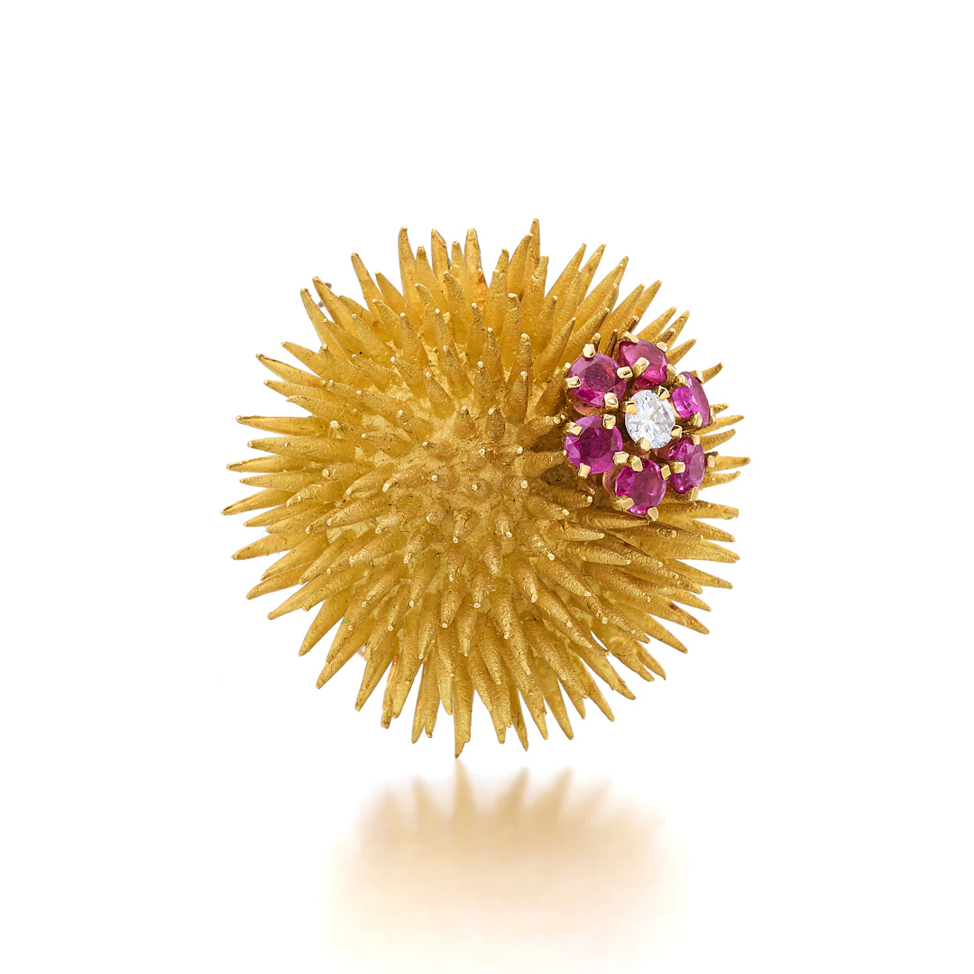 A Ruby, Diamond and Gold Clip Brooch, Tiffany & Co.