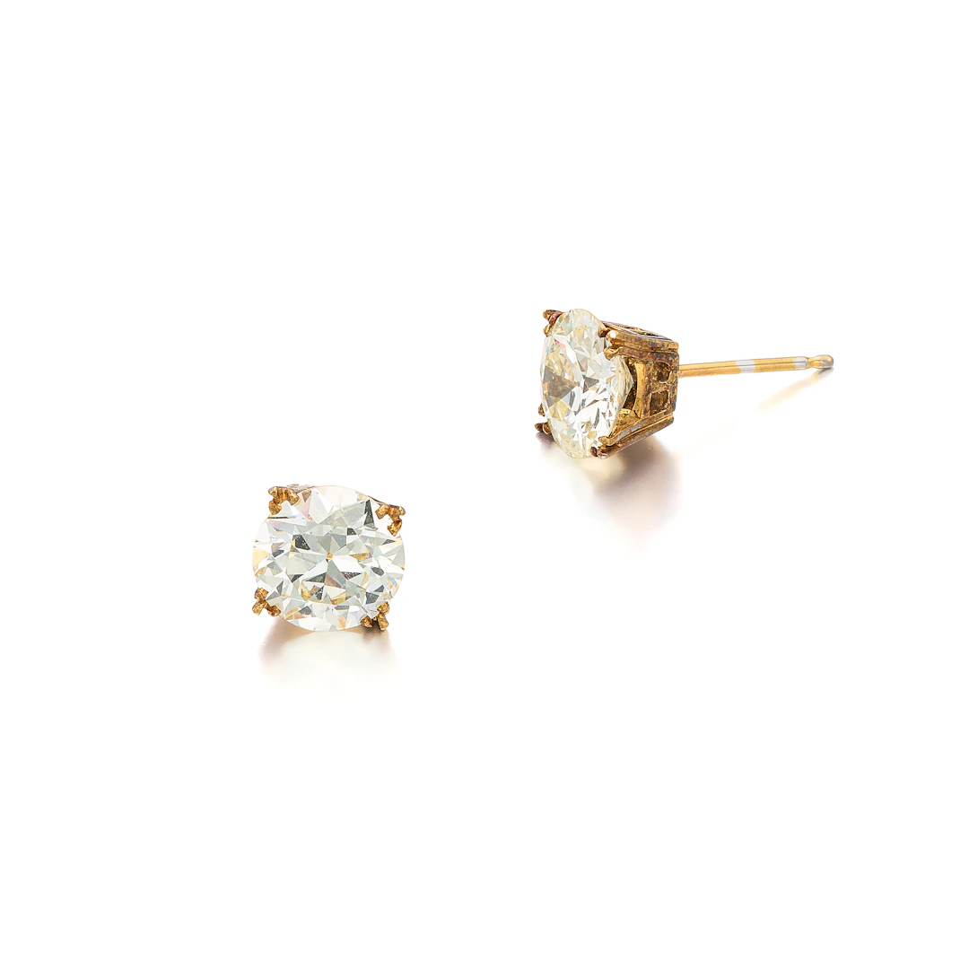 A Pair of Diamond and White Gold Ear Studs