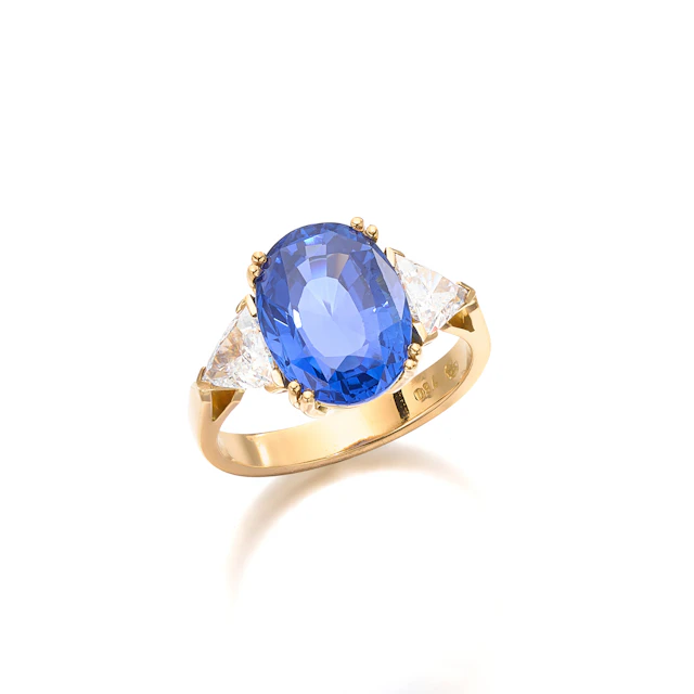 A Sapphire, Diamond and Gold Ring, Gubelin