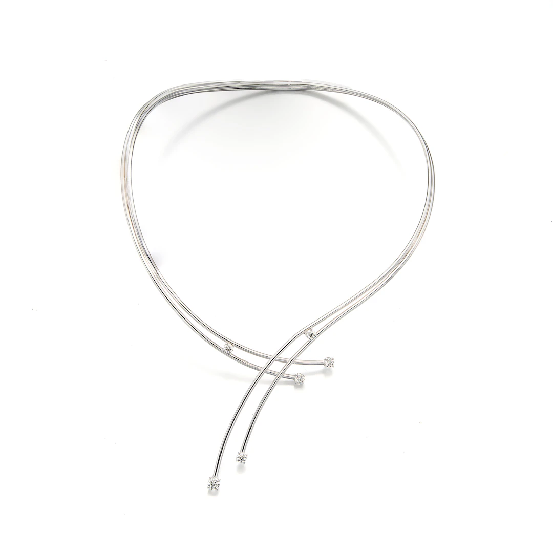 A Canadian Diamond and White Gold Torc Necklace
