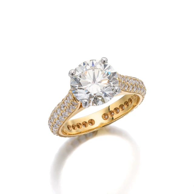 A Diamond, Platinum and Gold Ring
