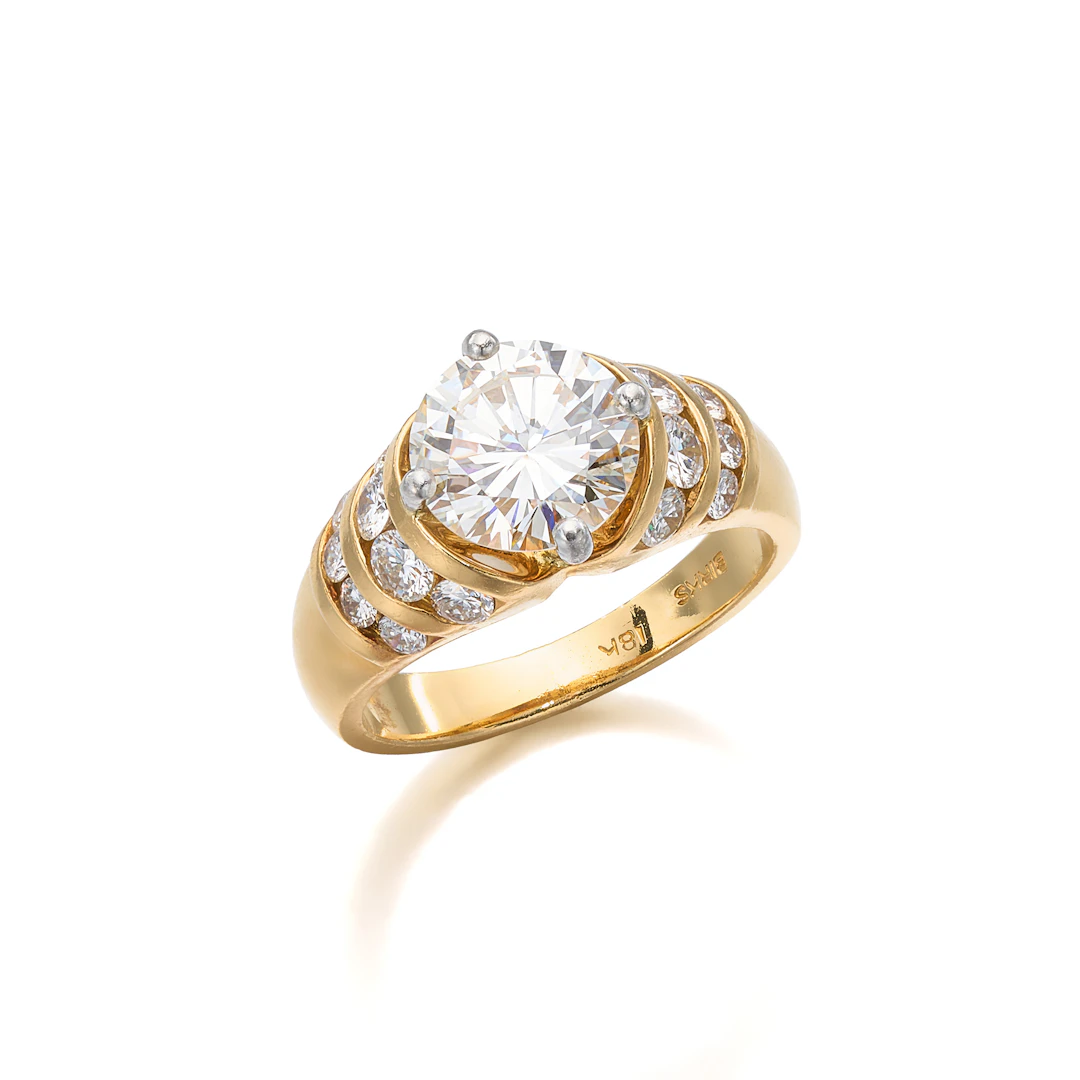 A Diamond, Platinum and Gold Ring