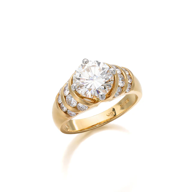 A Diamond, Platinum and Gold Ring