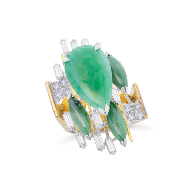 No Reserve | Jadeite, Diamond and Gold Ring