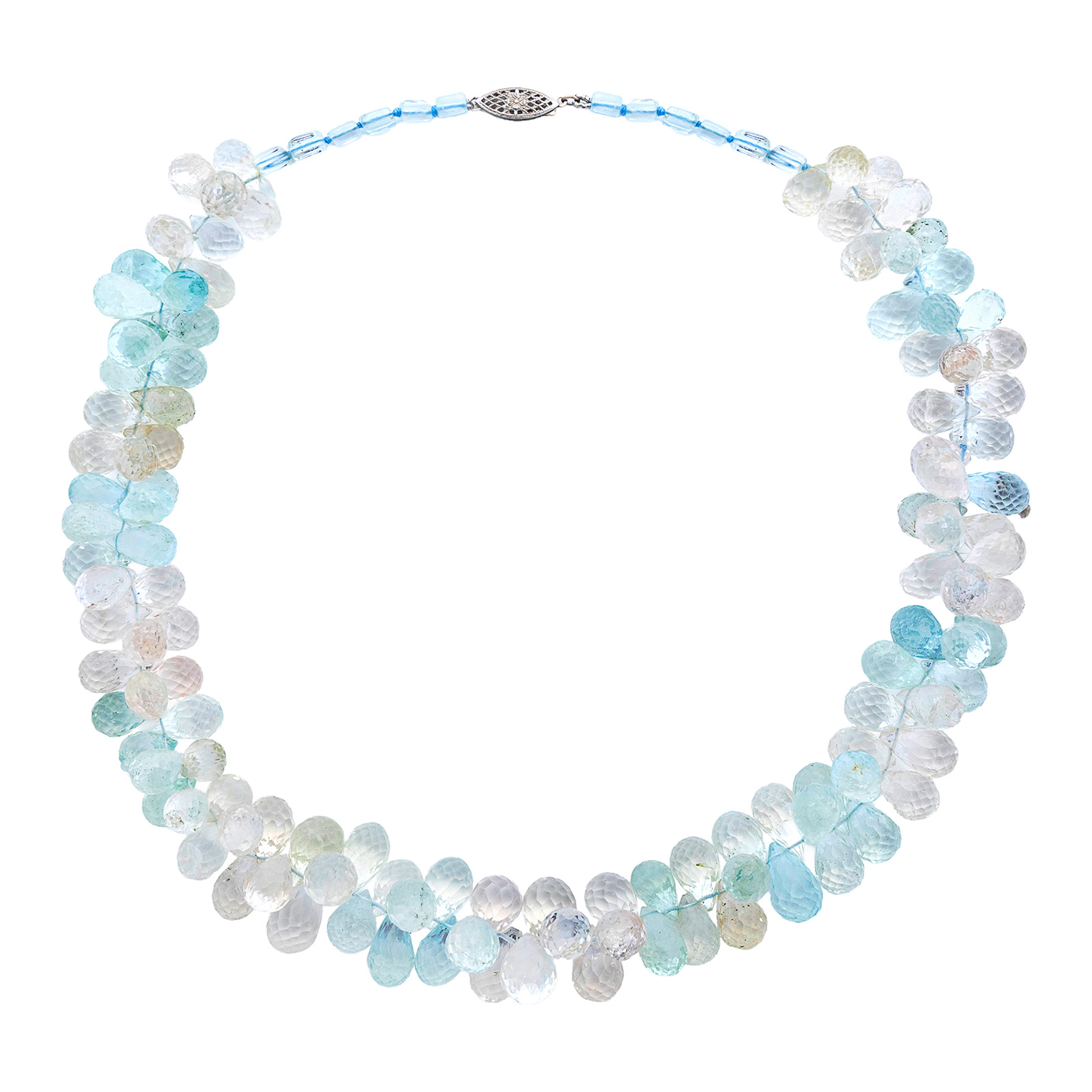 Kunzite, Aquamarine and White Gold Necklace