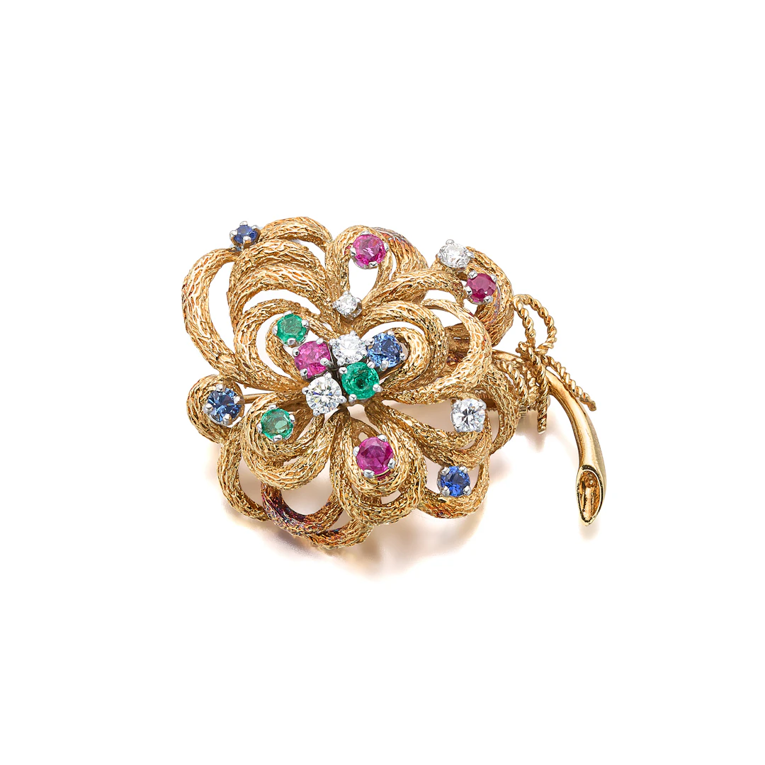 A Gem-Set and Gold Brooch