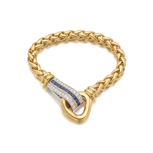 A Sapphire, Diamond and Two-Tone Gold Bracelet