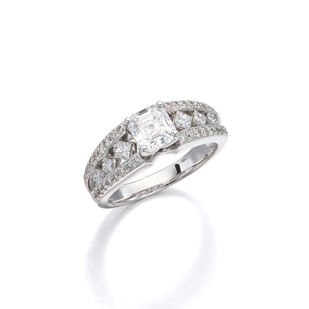 A Diamond and White Gold Ring