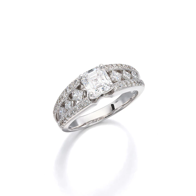 A Diamond and White Gold Ring